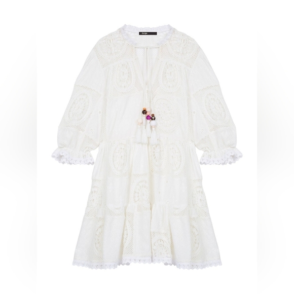 11. NWT MAJE RIBLANC TIERED DRESS SIZE 34 / XS - Picture 2 of 9